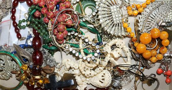 A group of assorted costume and other jewellery including silver.